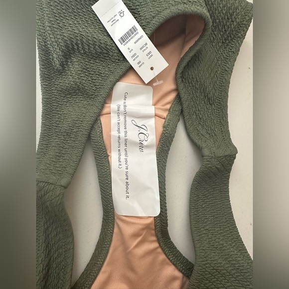 J.Crew Textured Curved-Waist Cheeky Bikini Swim Bottoms Size Small Olive Green - Picture 3 of 5